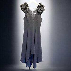 Halston Dress Heritage Ruffled Handkerchief Dress Black Women’s Size 2 NWT